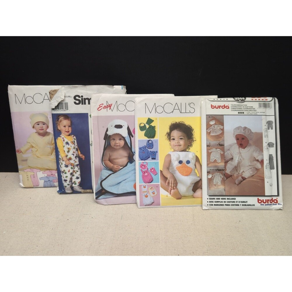 Lot Of 5 Baby Toddler Sewing Patterns Mccalls Simplicity & Burda